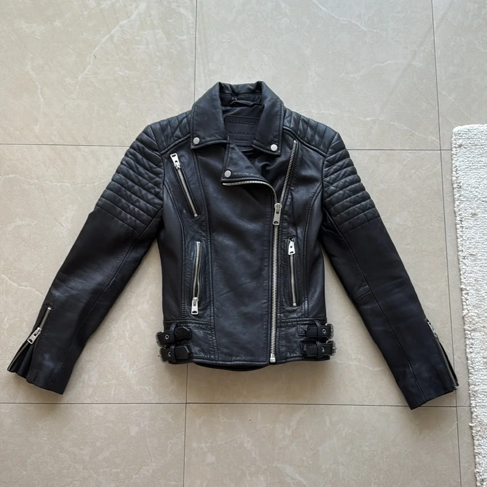 All Saints black biker jacket size 00 - Picture 5 of 14